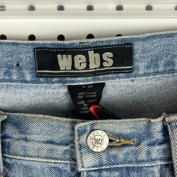 webs Baggy Jean Shorts Size 34 Light Wash Grunge Work Jorts Wide Leg‎ Skate Y2K - Picture 6 of 7
